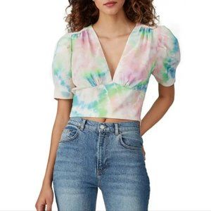 Amanda Uprichard Pink and Green Crop Top